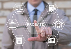 Man selecting probate icon for trust administration and estate legal services