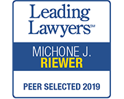 Leading Lawyers Michone J. Riewer Peer Selected 2019 badge.